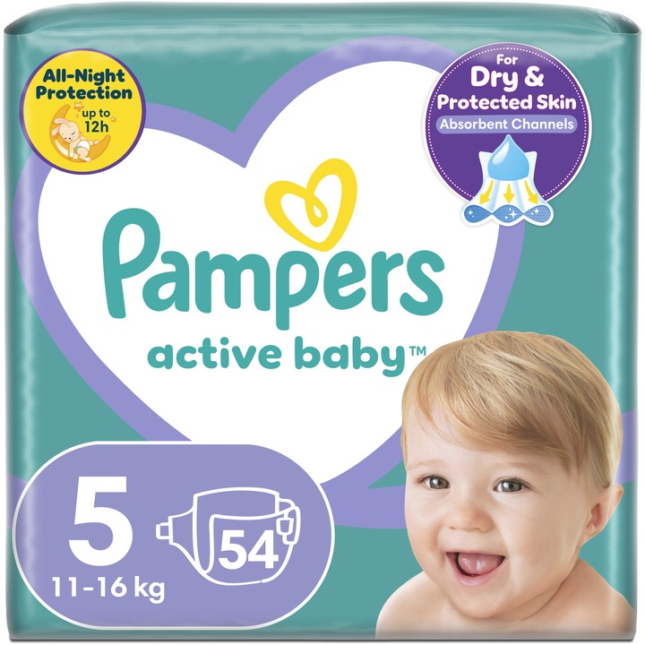 Пелени Pampers Active Baby Jumbo Pack, Размер 5, 11-16 кг, 54 броя