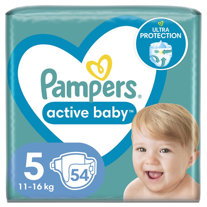 Пелени Pampers Active Baby Jumbo Pack, Размер 5, 11-16 кг, 54 броя