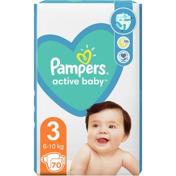 Scutece Pampers Active Baby Jumbo Pack, Marimea 3, 6 -10 kg, 70 buc