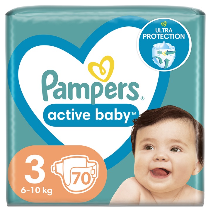 Pampers Active Baby pelenka, Midi 3, 6-10 kg, Jumbo Pack, 70 db