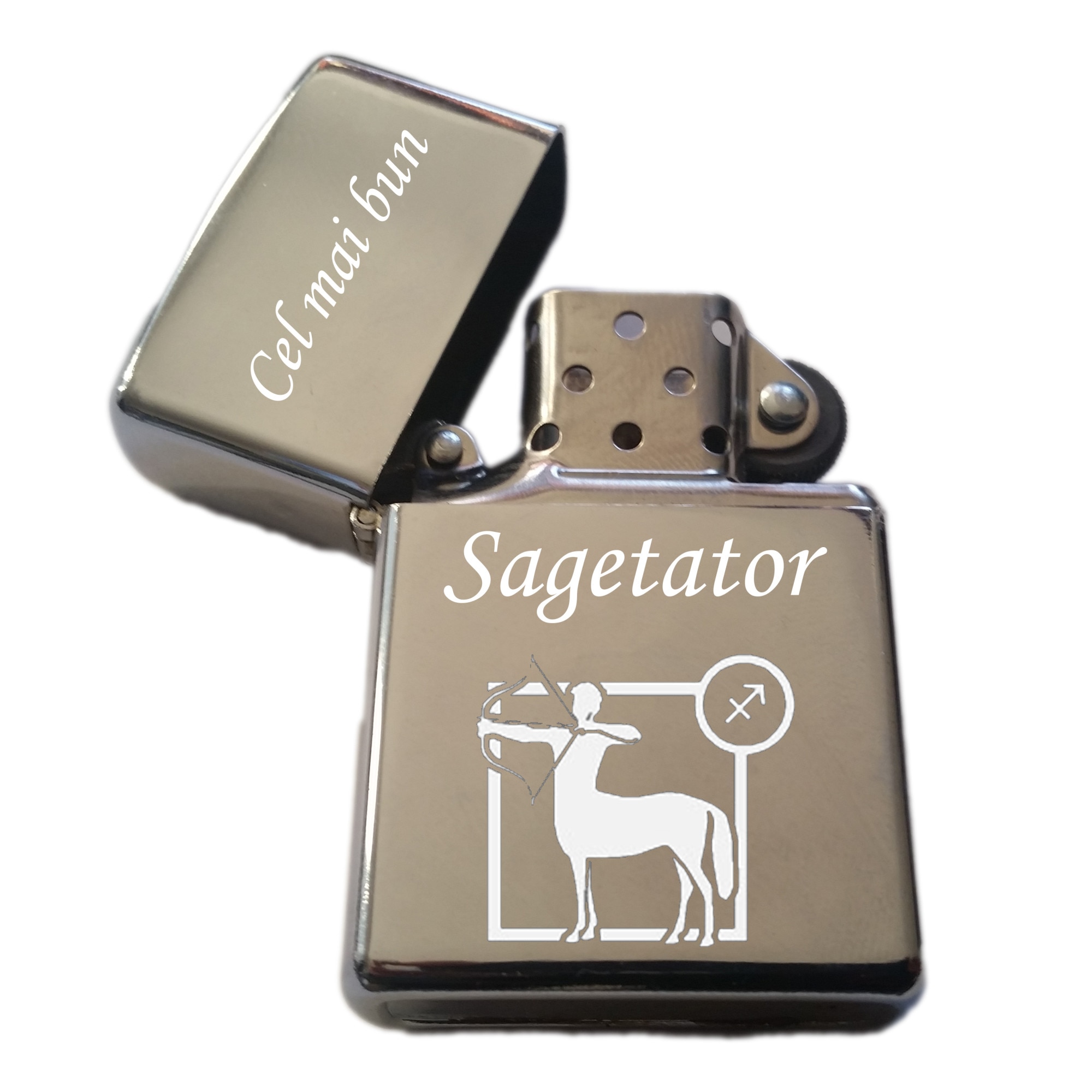 Bricheta metalica gravata zodie Sagetator, cel mai bun