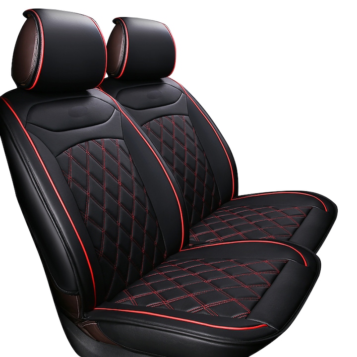 Set huse auto scaune Flexzon Premium Lux,1+1 Negru/Rosu