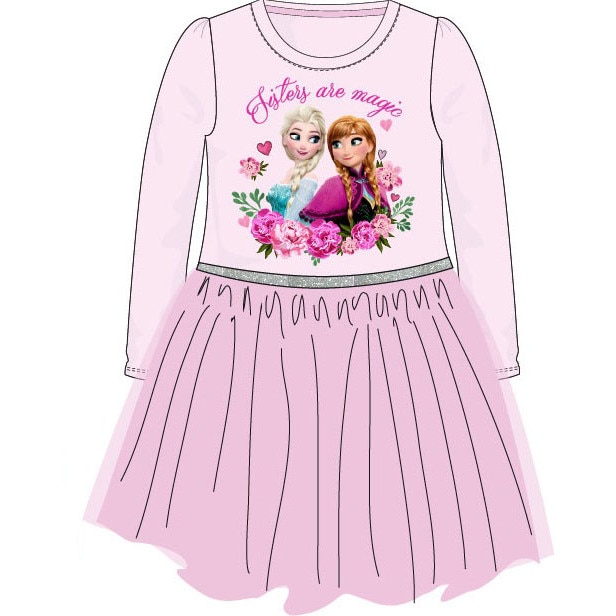 Rochie, maneca lunga, roz, Sisters are magic