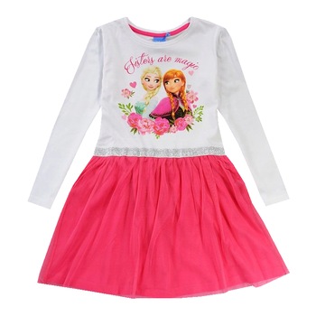 Rochie, maneca lunga, alb cu roz, Sisters are magic Rochie, maneca lunga, alb cu roz, Sisters are magic