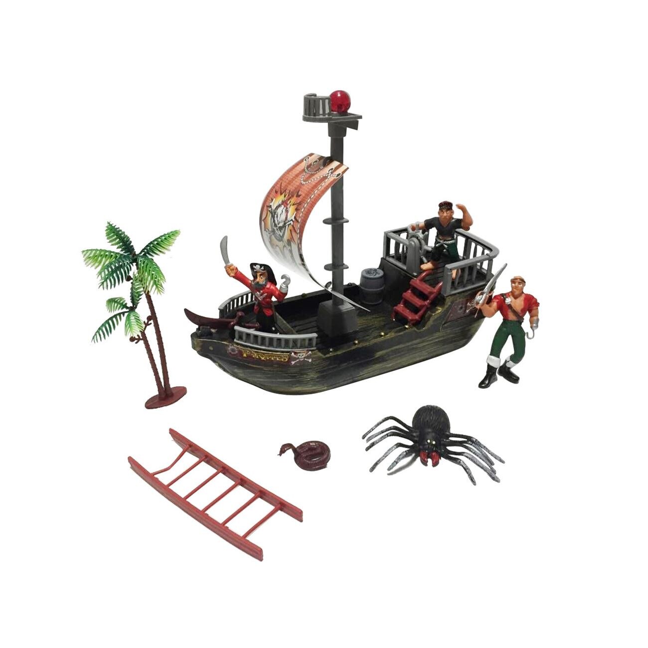 Set de joaca pentru copii S-Toys, corabia piratilor cu 3 figurine si accesorii