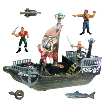 Set de joaca pentru copii S-Toys, corabia piratilor cu 4 figurine si accesorii Set de joaca pentru copii S-Toys, corabia piratilor cu 4 figurine si accesorii