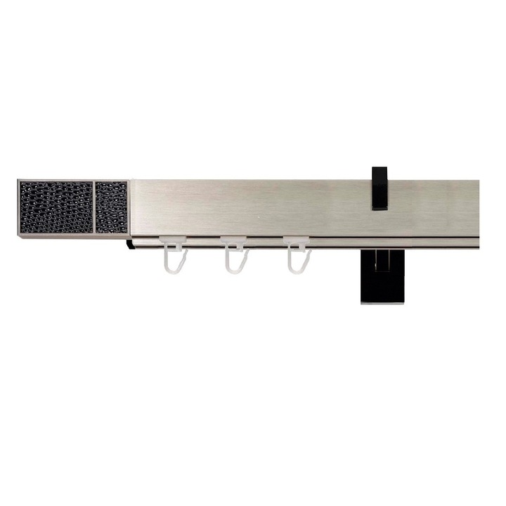 Galerie dubla Square Line - Boss negru dublu crom mat cu suport negru - 280 cm