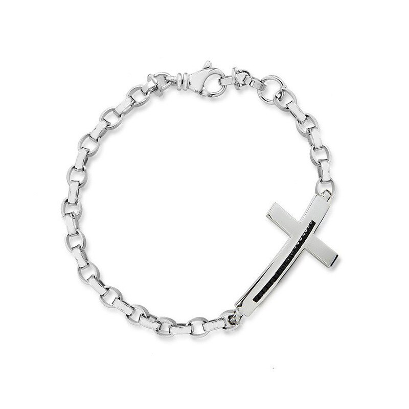 Bratara Leo Marcus Argint 925 Cruce CZ Negru, 21 BS4627RH-89/BK