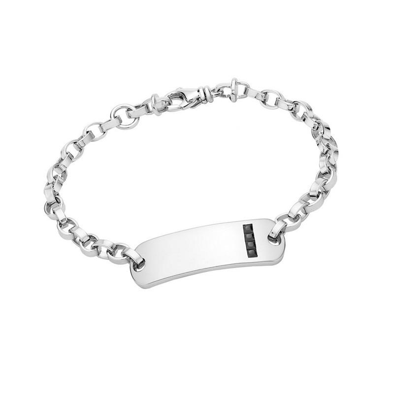 Bratara Leo Marcus Argint 925 Placuta CZ Negru, 21 BS4626RH-89/BK