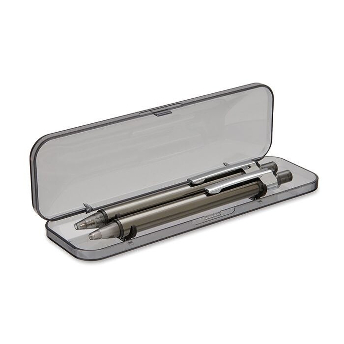 Pix si creion mecanic in cutie transparenta Gri