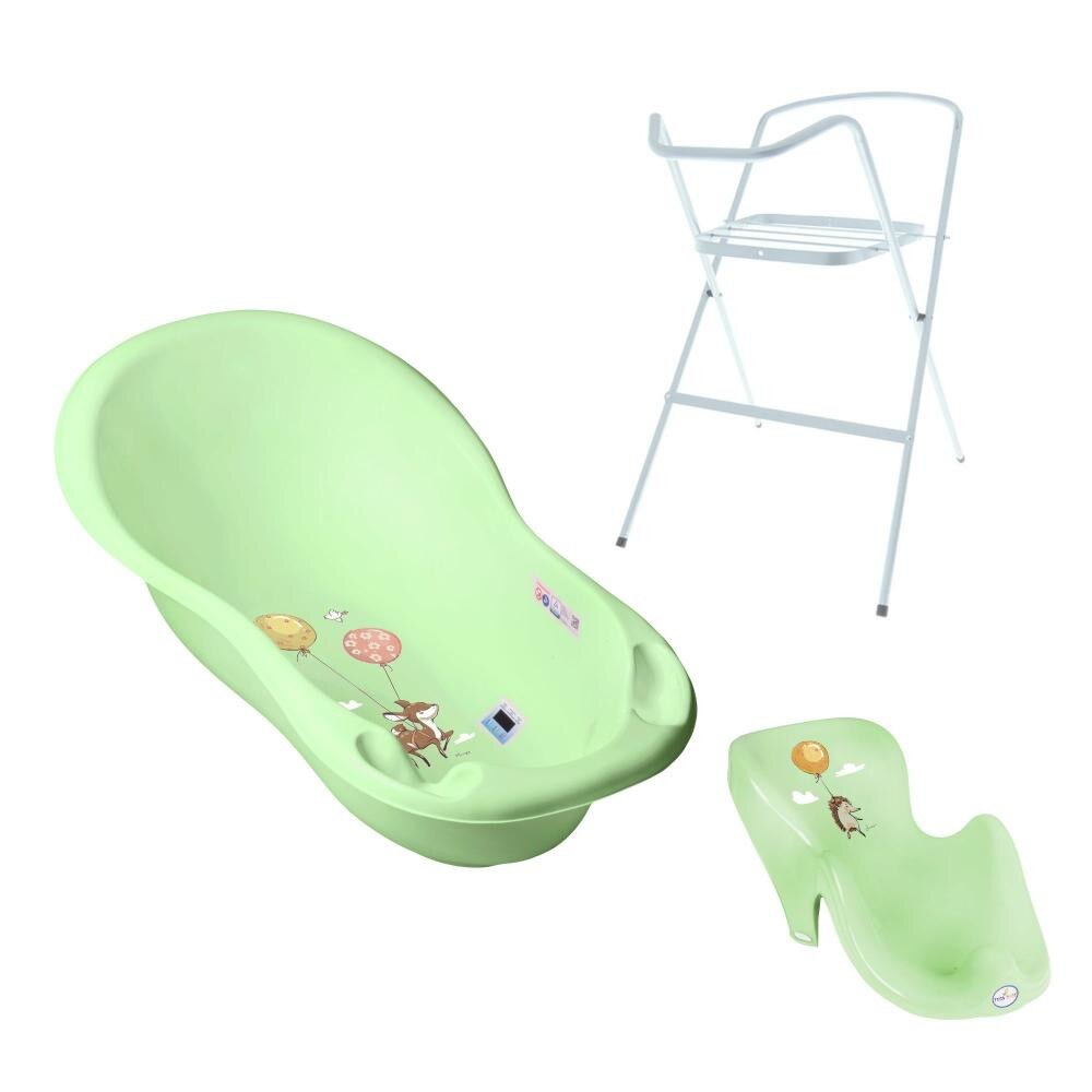 Set Cadita 102cm cu suport metalic si suport anatomic Forest Verde