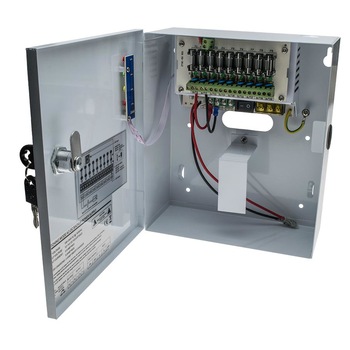 Sursa de alimentare 12V 5A, 9 iesiri, cu backup, cutie metalica, SMPS 1205-09 Sursa de alimentare 12V 5A, 9 iesiri, cu backup, cutie metalica, SMPS 1205-09