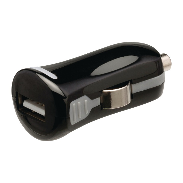 Incarcator USB pentru masina Valueline, USB 2.1A, negru