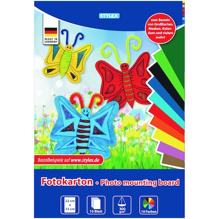 Set Carton Colorat Carton colorat 300 gr Stylex 22x33 cm -set 10 culori - eMAG.ro
