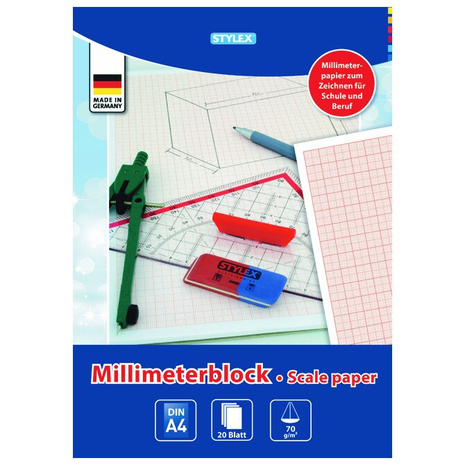Set hartie milimetrica A4 Stylex-20 coli