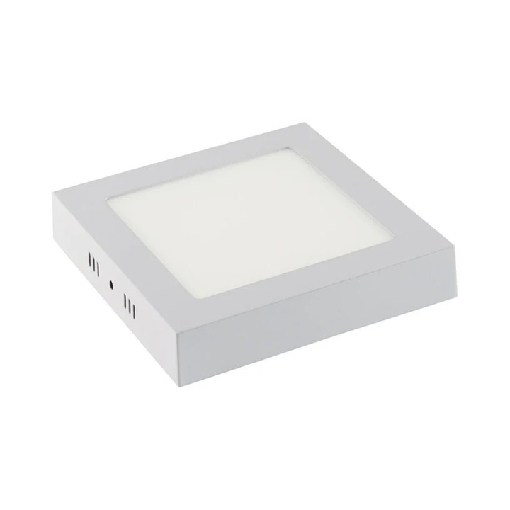 Plafoniera cu LED 12W, patrata, lumina rece, aplicabila, Horoz