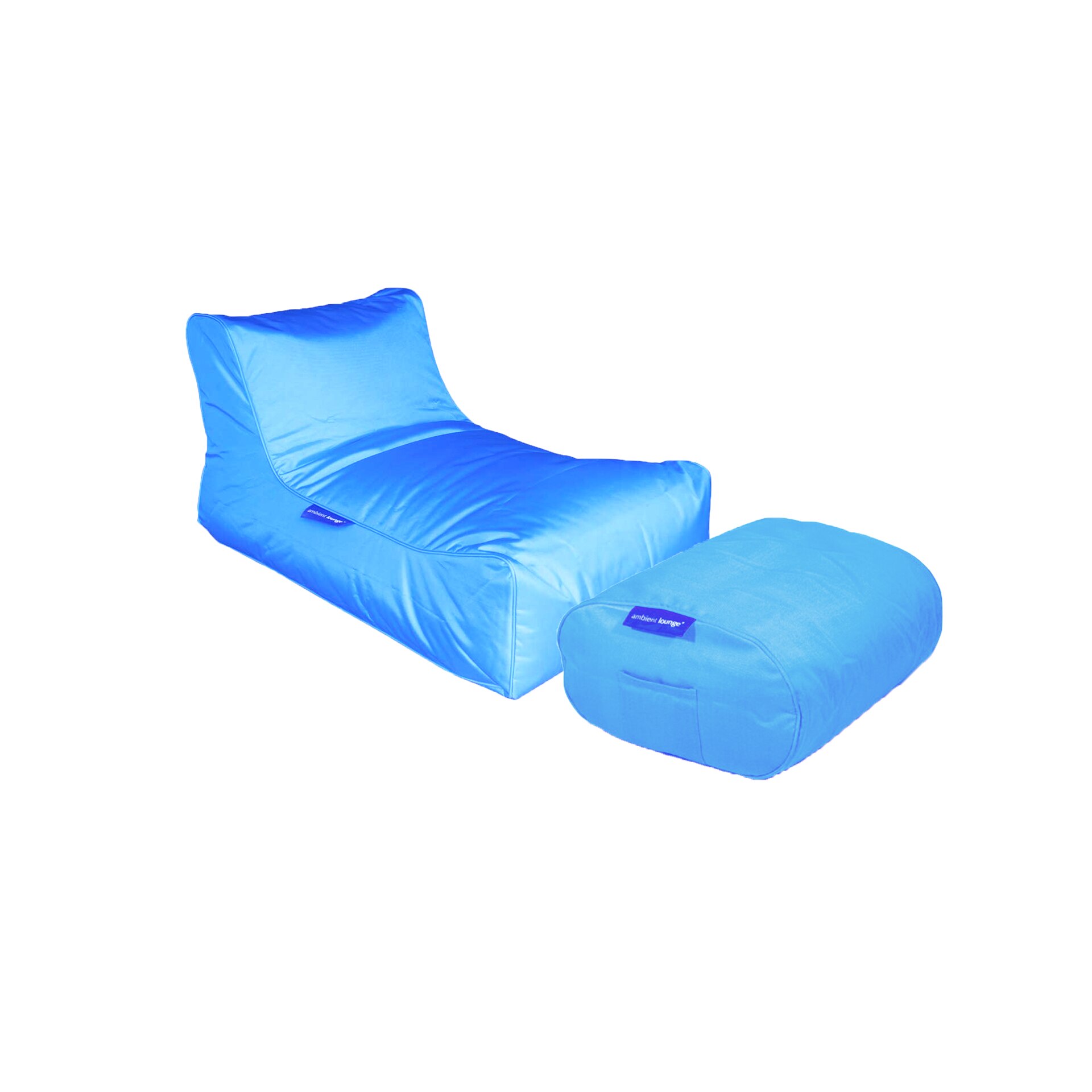 Set format din Sezlong de exterior, Ambient Lounge Studio Aquamarine + Ottoman, Bleu, Material premium impermeabil, Maximum confort, Pe baza de umplutura cu granule usoare