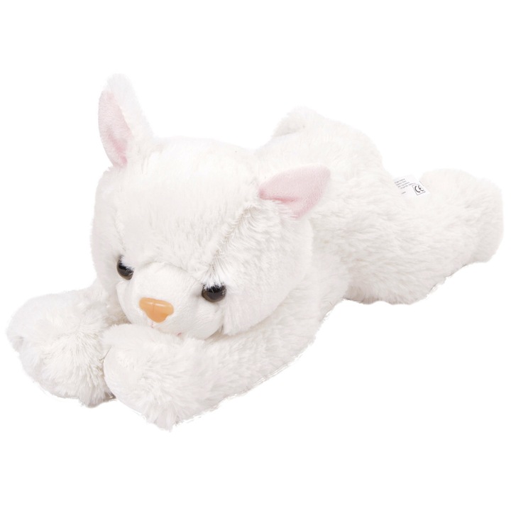 Fehér plüss cica, 25 cm