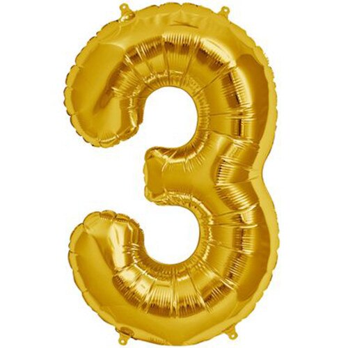 Balon cifra 3 auriu 35 cm
