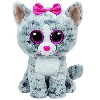 Jucarie de plus TY - Beanie Boos, Pisica Kiki, 24 cm, gri Jucarie de plus TY - Beanie Boos, Pisica Kiki, 24 cm, gri