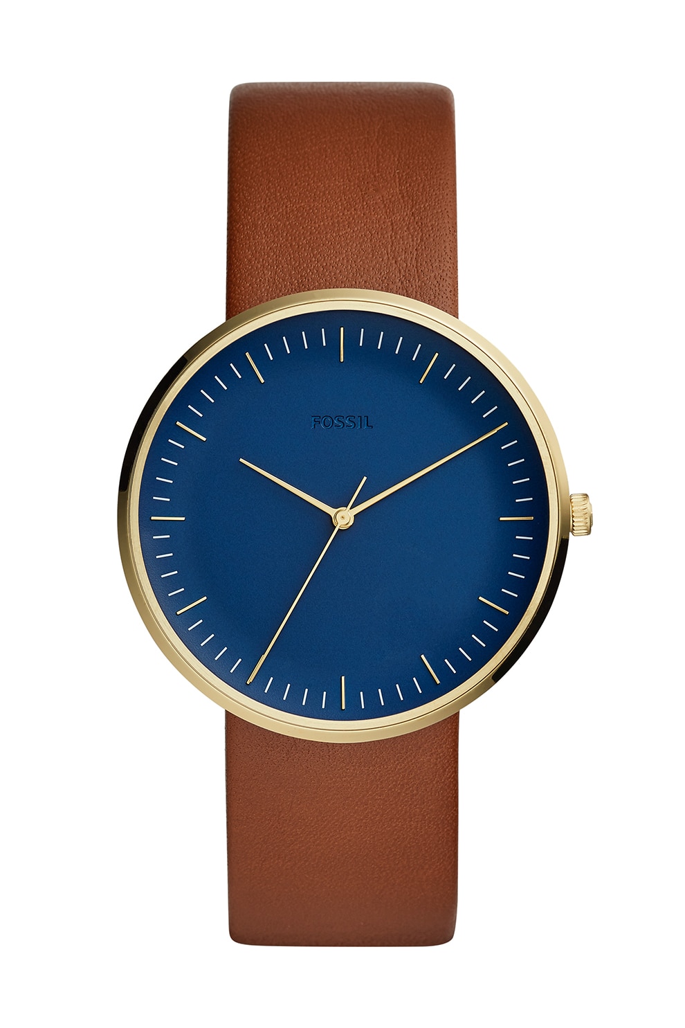 Fossil, Ceas cu o curea de piele Essentialist, Maro/Auriu/Albastru