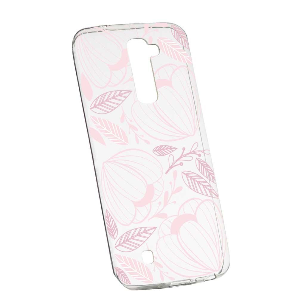 Husa Silicon, Transparent, Slim, Pink Flower, 113, LG G7 ThinQ
