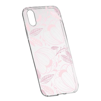 Husa Silicon, Transparent, Slim, Pink Flower, 113, HTC Desire 12 Husa Silicon, Transparent, Slim, Pink Flower, 113, HTC Desire 12