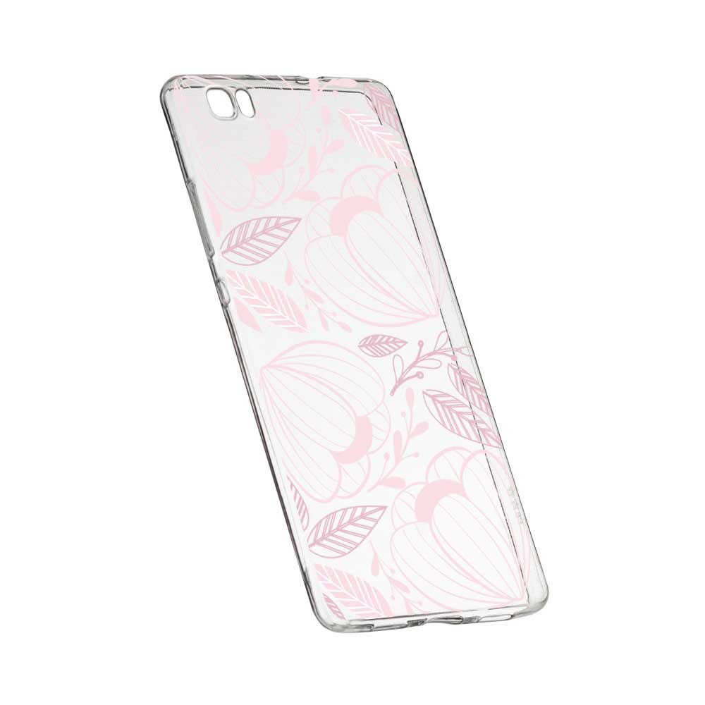 Husa Silicon, Transparent, Slim, Pink Flower, 113, Sony XZ1