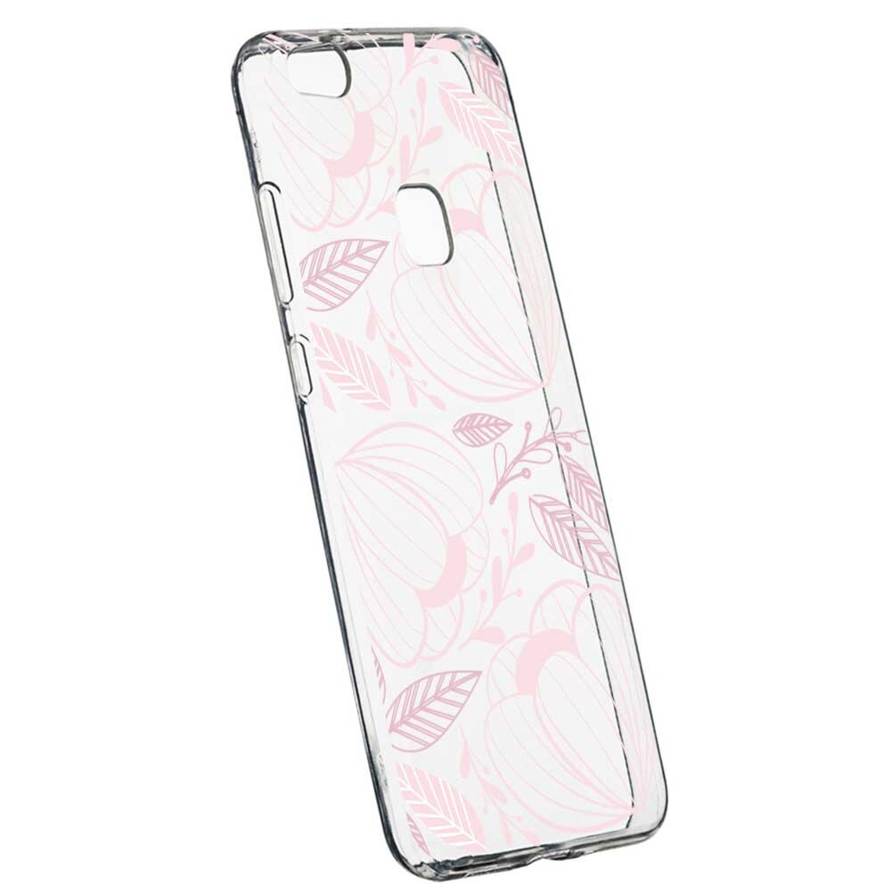 Husa Silicon, Transparent, Slim, Pink Flower, 113, Huawei P10 LITE