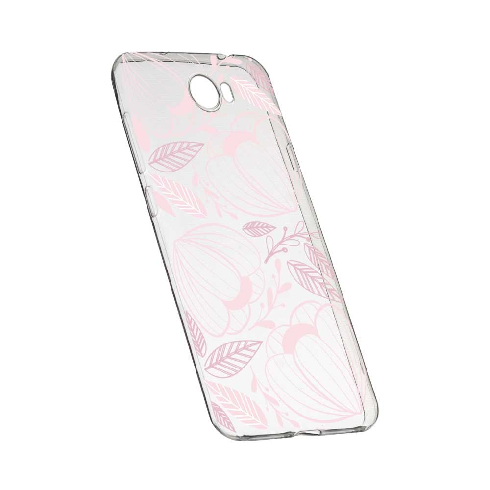 Husa Silicon, Transparent, Slim, Pink Flower, 113, Huawei Y7 / Enjoy 7 Plus / Nova Lite Plus 2017