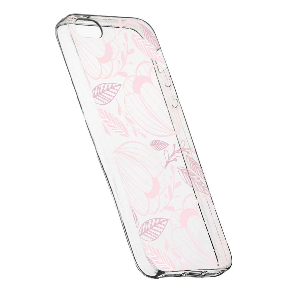 Husa Silicon, Transparent, Slim, Pink Flower, 113, Apple iPhone 5 / 5S / SE