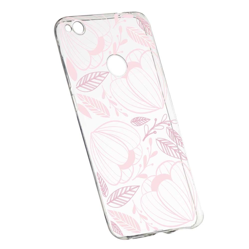 Husa Silicon, Transparent, Slim, Pink Flower, 113, Huawei P9 Lite 2017