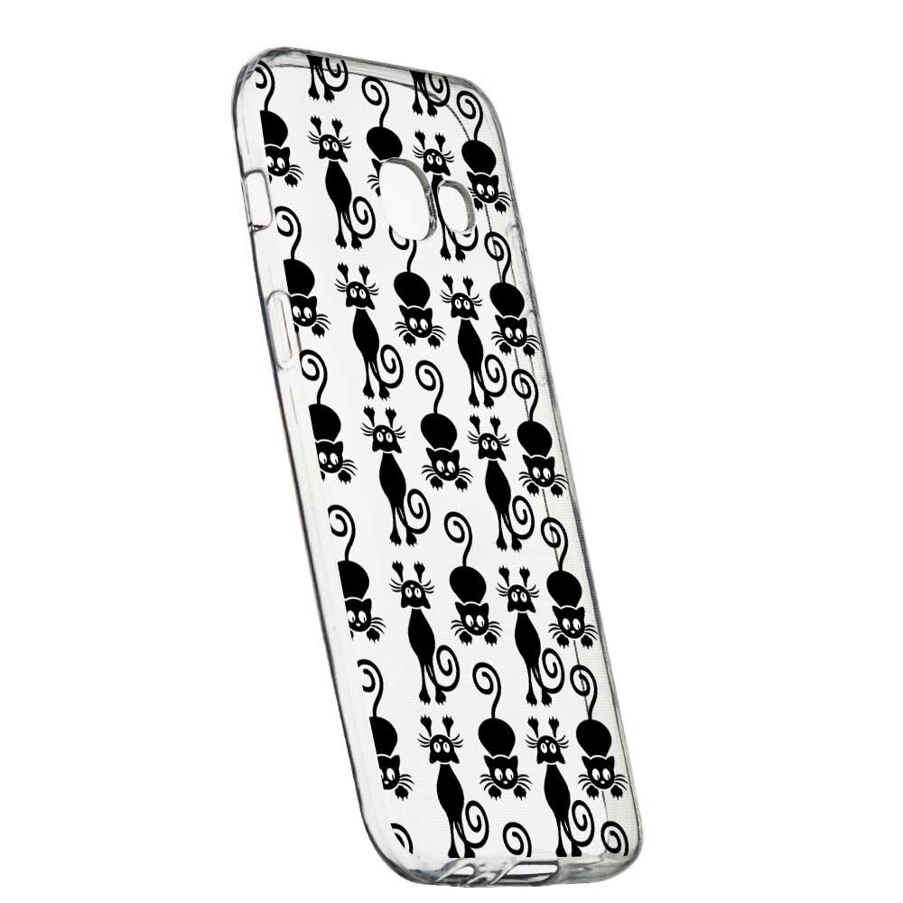 Husa Silicon, Transparent, Slim, Black Cat, 115, Samsung Galaxy A3 2016