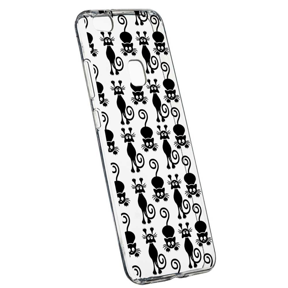 Husa Silicon, Transparent, Slim, Black Cat, 115, Huawei P10 LITE