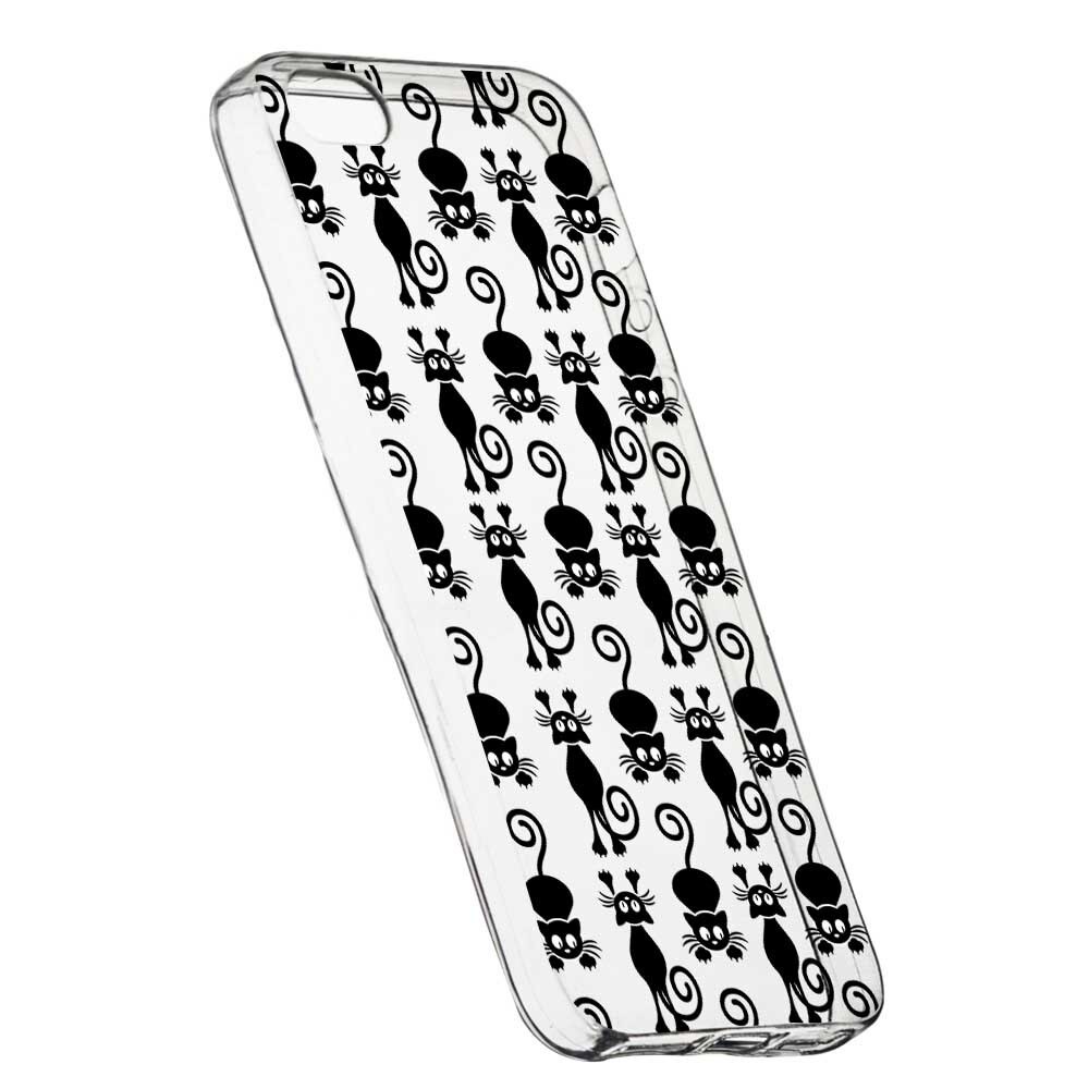 Husa Silicon, Transparent, Slim, Black Cat, 115, Apple iPhone 5 / 5S / SE