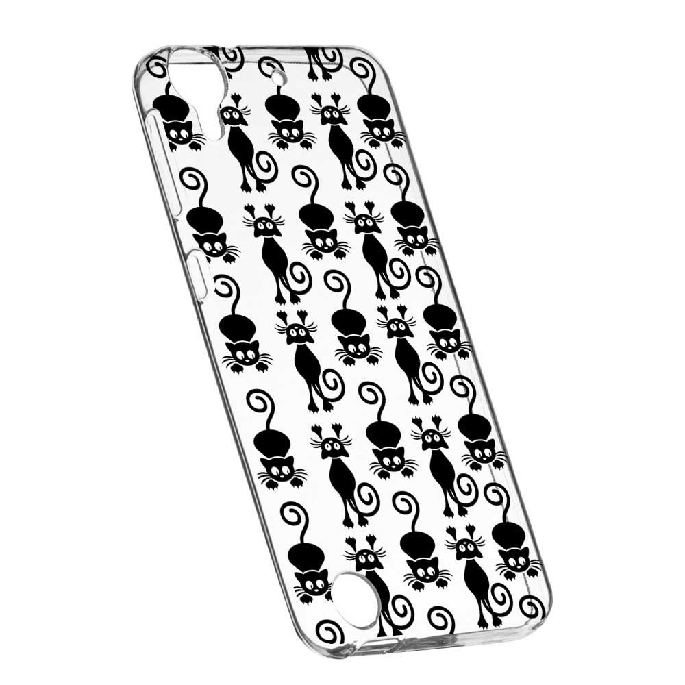 Husa Silicon, Transparent, Slim, Black Cat, 115, HTC Desire 825