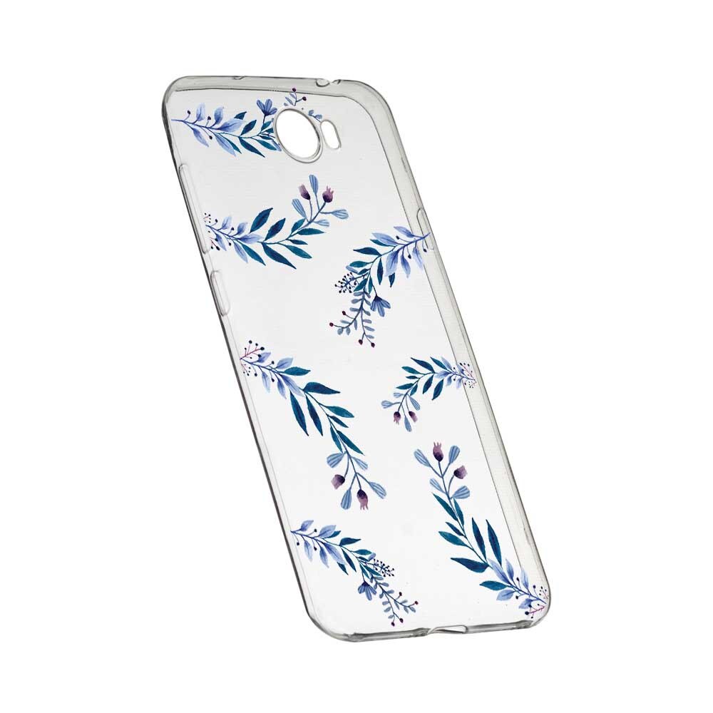 Husa Silicon, Transparent, Slim, Blue Flowers, 116, Huawei Y7 / Enjoy 7 Plus / Nova Lite Plus 2017