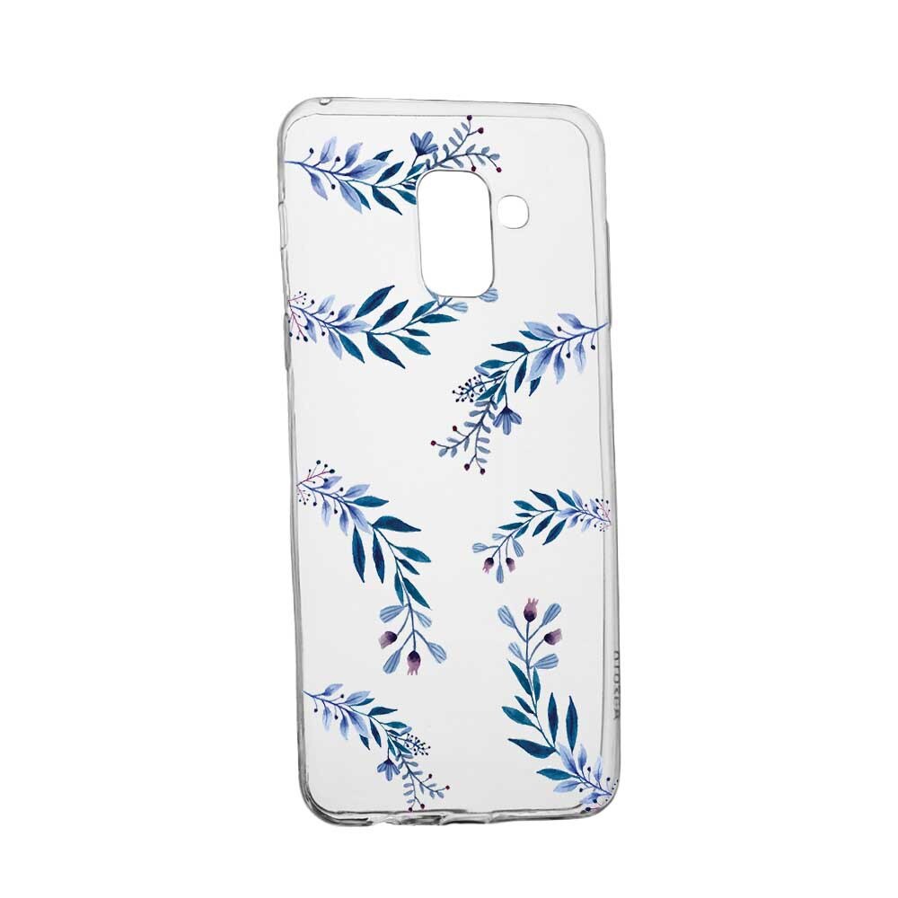 Husa Silicon, Transparent, Slim, Blue Flowers, 116, Samsung Galaxy A8 2018 / A5 2018