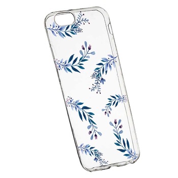 Husa Silicon, Transparent, Slim, Blue Flowers, 116, Huawei Y5 2018 Husa Silicon, Transparent, Slim, Blue Flowers, 116, Huawei Y5 2018