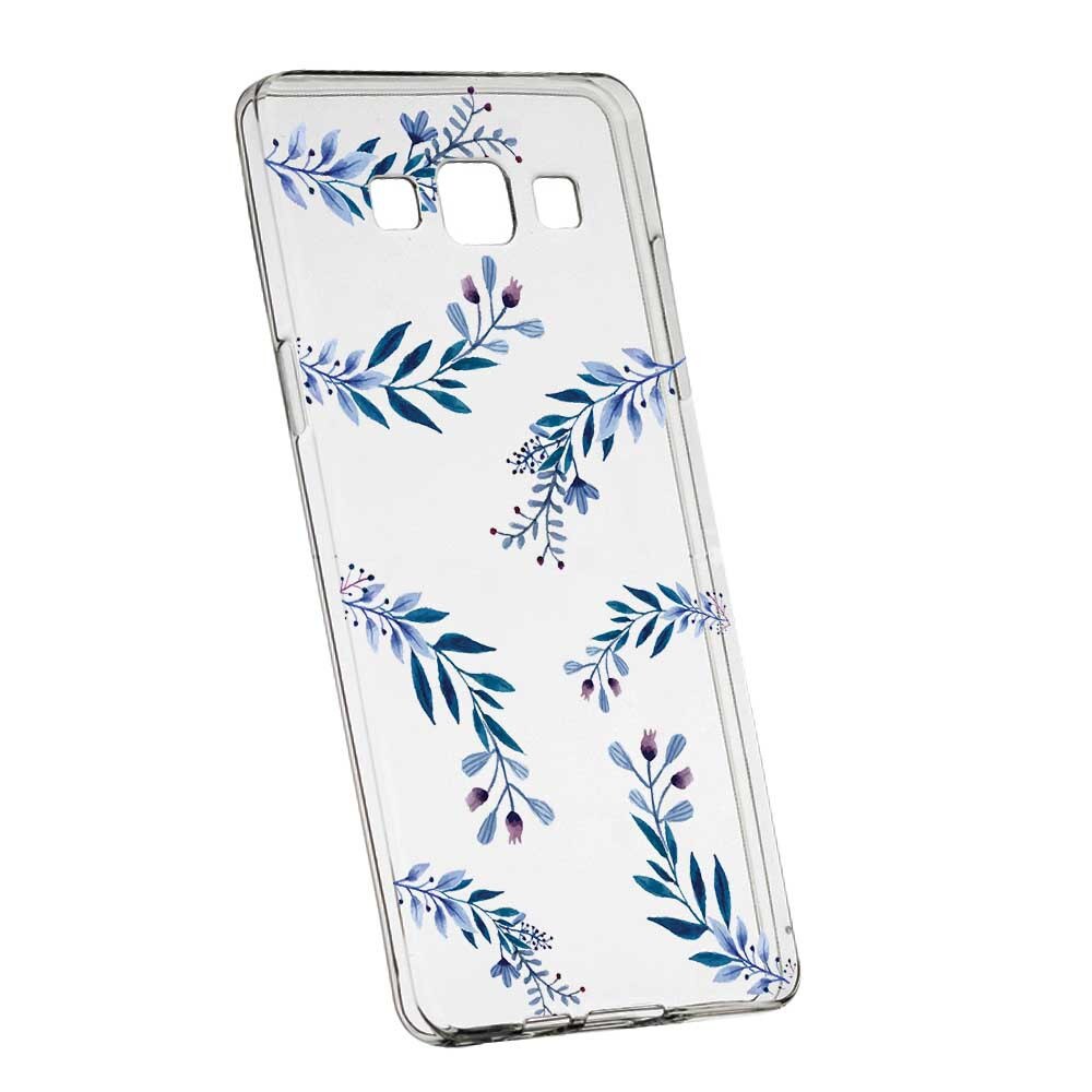 Husa Silicon, Transparent, Slim, Blue Flowers, 116, Samsung Galaxy A3