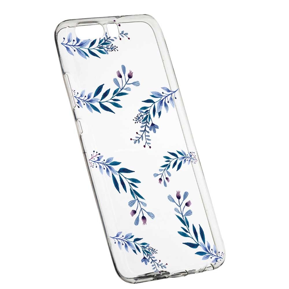 Husa Silicon, Transparent, Slim, Blue Flowers, 116, Huawei Honor 10