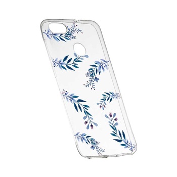 Husa Silicon, Transparent, Slim, Blue Flowers, 116, Huawei P Smart Husa Silicon, Transparent, Slim, Blue Flowers, 116, Huawei P Smart