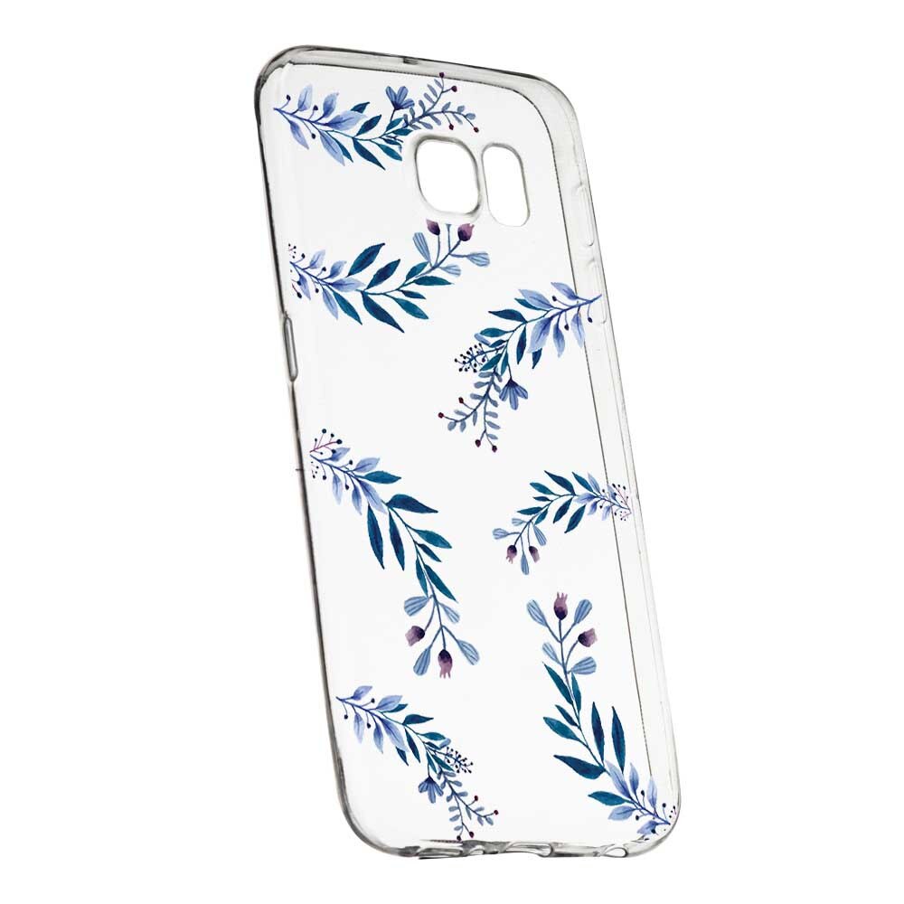 Husa Silicon, Transparent, Slim, Blue Flowers, 116, HTC U Ultra