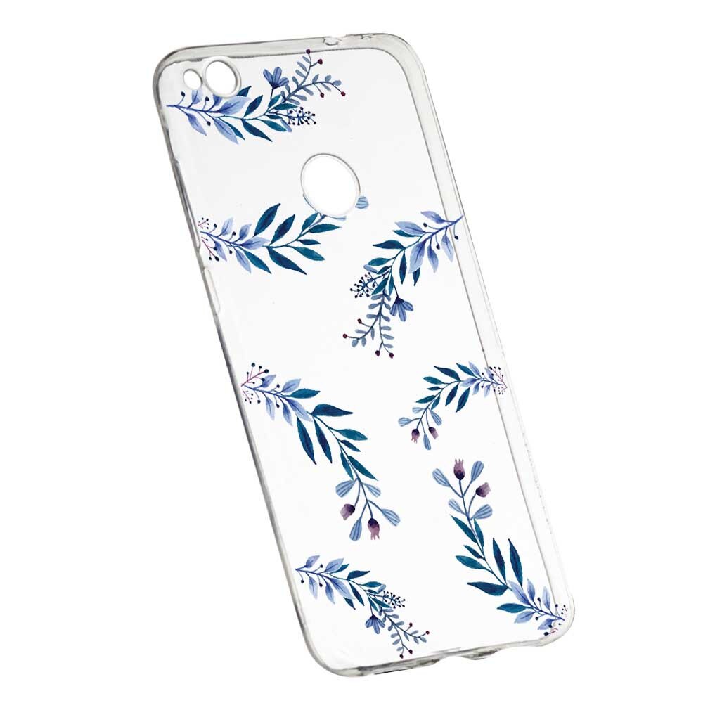 Husa Silicon, Transparent, Slim, Blue Flowers, 116, Huawei P9 Lite 2017