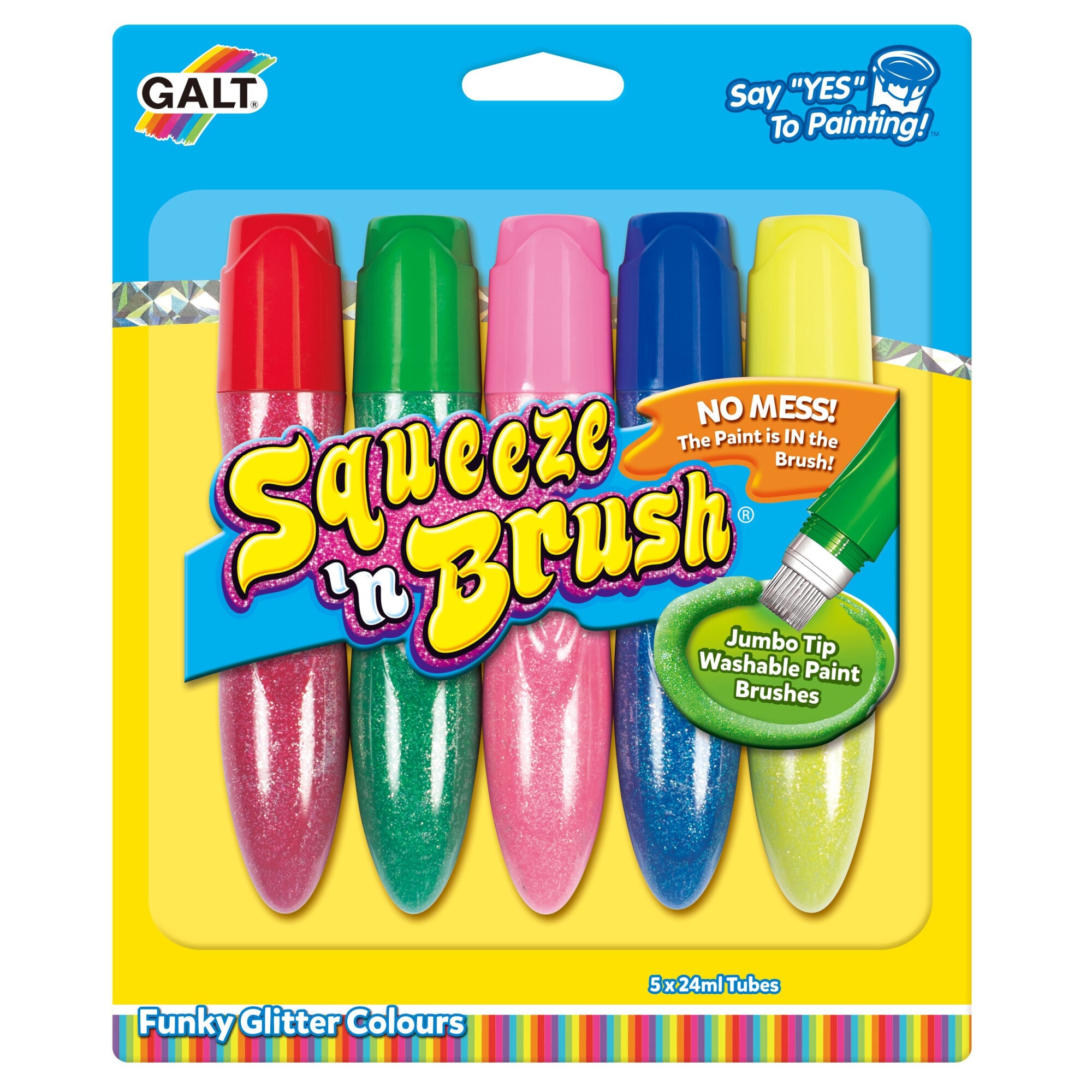 Set 5 culori Galt cu sclipici - Squeeze'n Brush