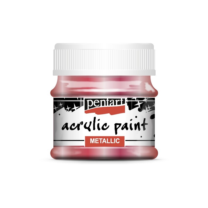 Vopsea acrilica metalizata pe baza de apa Pentart - cupru rosu, 50 ml