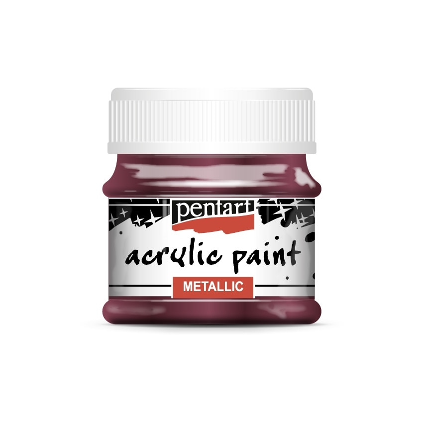 Vopsea acrilica metalizata pe baza de apa Pentart - Mov auriu, 50 ml