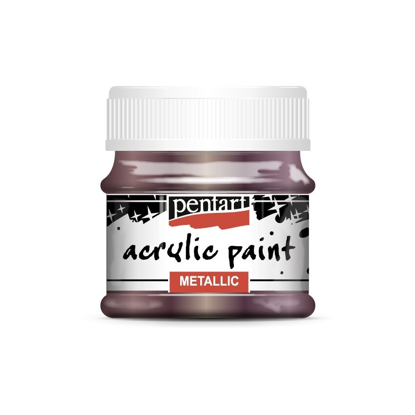 Vopsea acrilica metalizata pe baza de apa Pentart - vinete, 50 ml