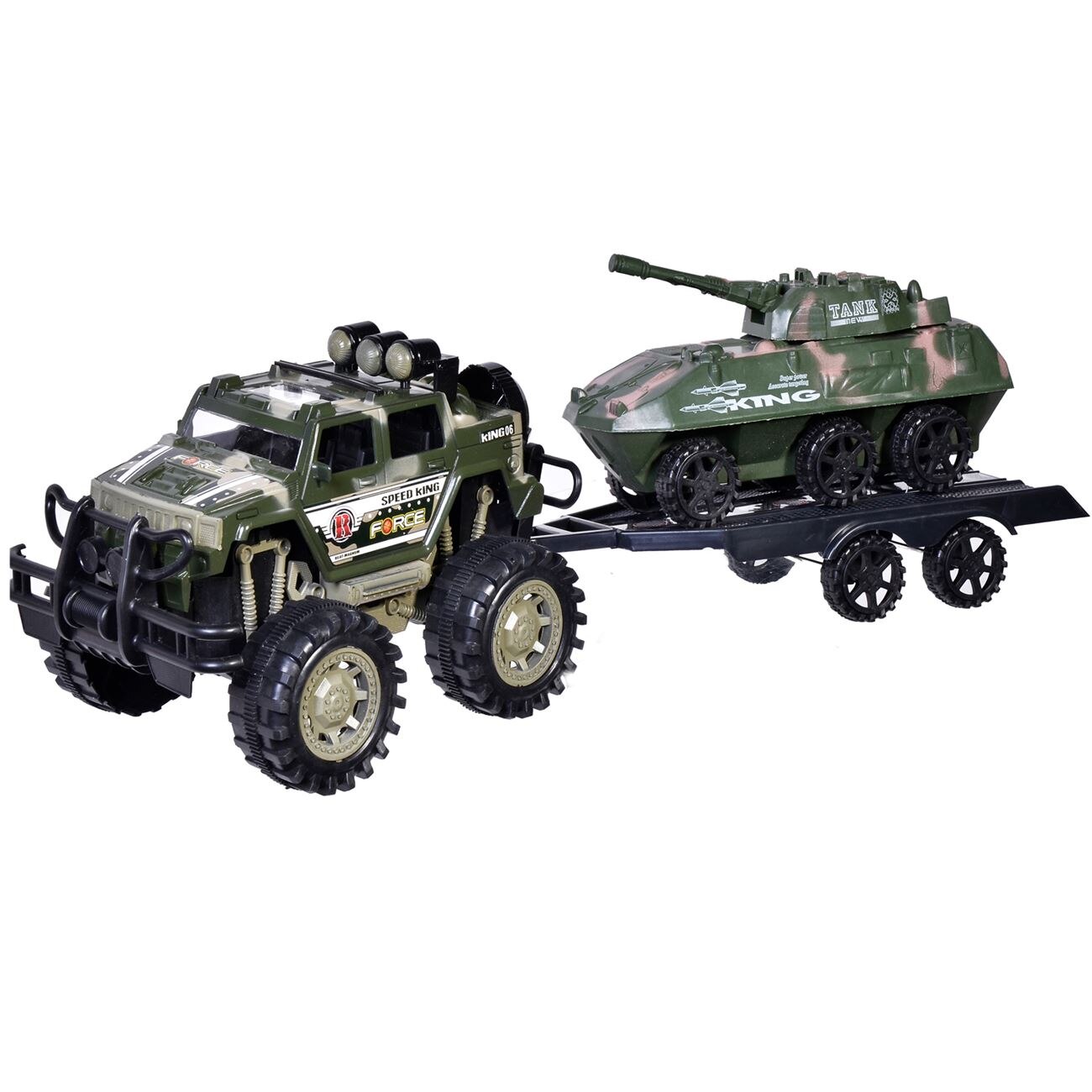 Masina Militara Off Road cu tanc si remorca , 52 cm , Set militar ATS