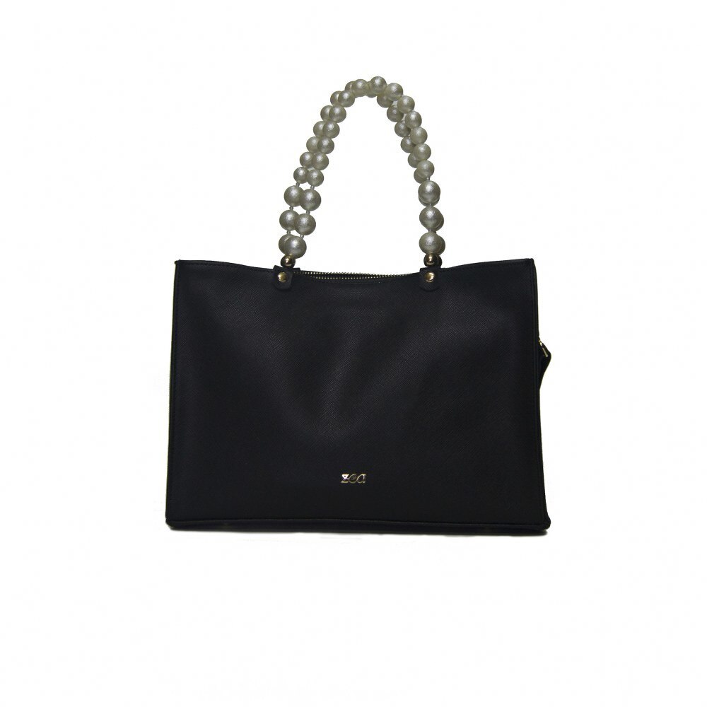 Geanta dama,Zea,piele naturala,neagra,perle